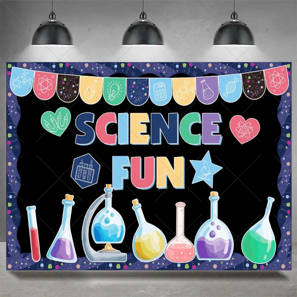 Crazy Science Fun Theme Party Decoration Background, Scientist Boys and Girls Birthday Party Decoration Photography Background