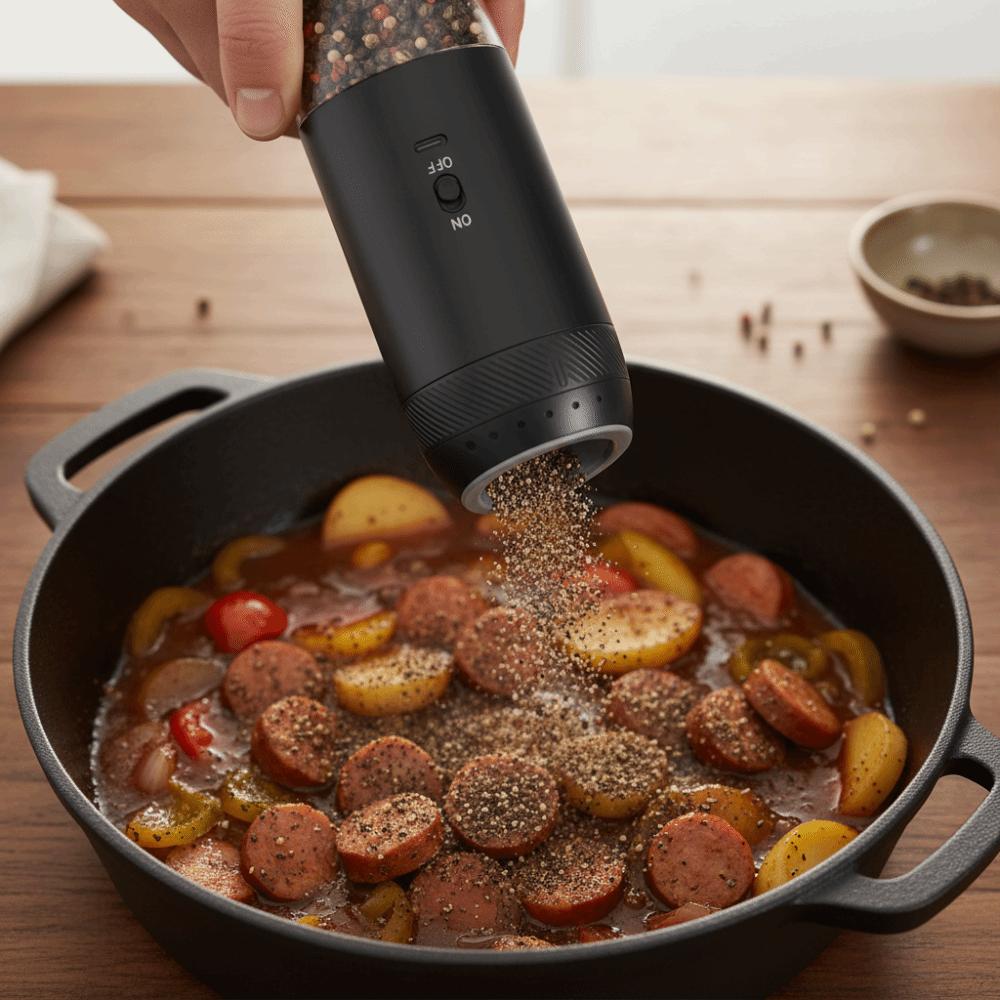 2PCS Gravity Sensing Electric Salt and Pepper Grinder LED Light Spice Mills Soup