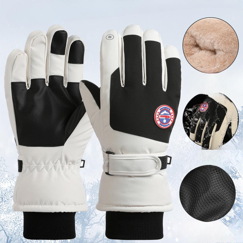 Ski Gloves Autumn and Winter Outdoor Cycling Couples Plus Velvet Thickened Windproof Cold Touch Screen Warm Gloves