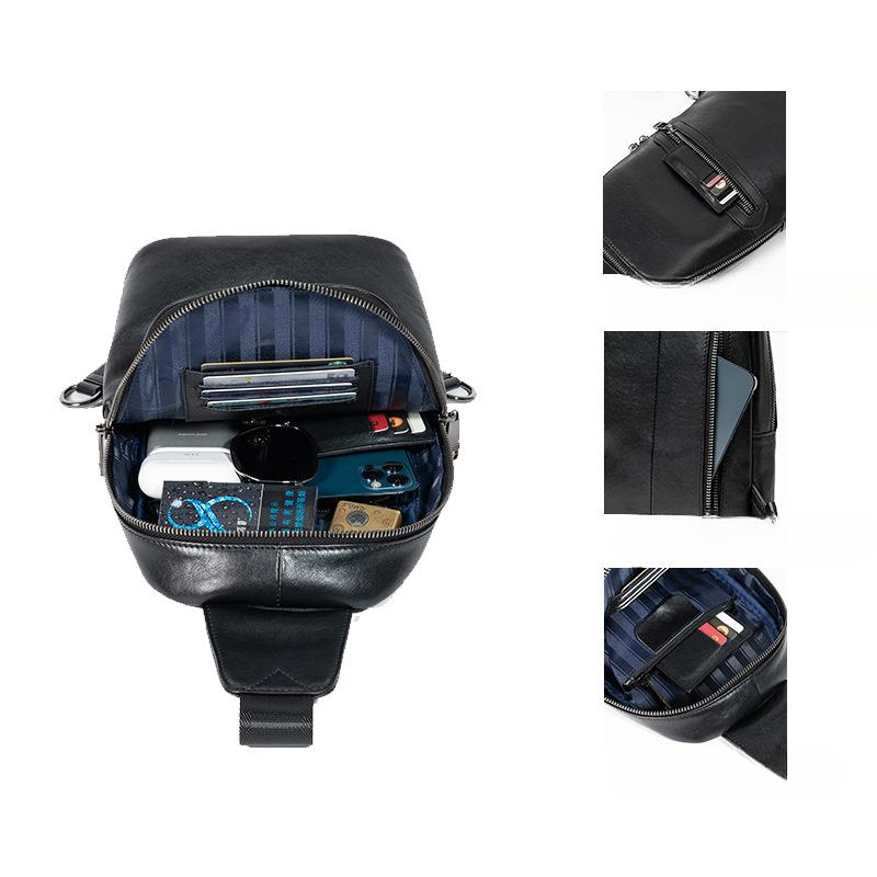 Cross Genuine Leather Men's Chest Bun Top Layer Cowhide Casual Body Bag Fashion Trend Chest Bag