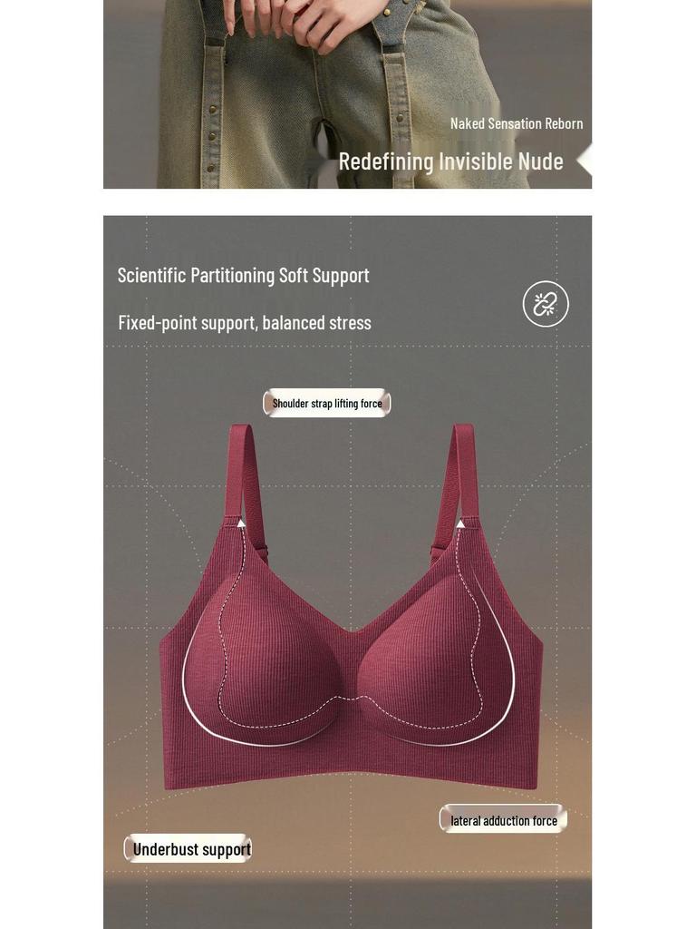 Women's Seamless Push-Up Bra, Soft Support, Anti-Sag, Non-Wired, Comfortable Uplift for Small Busts.