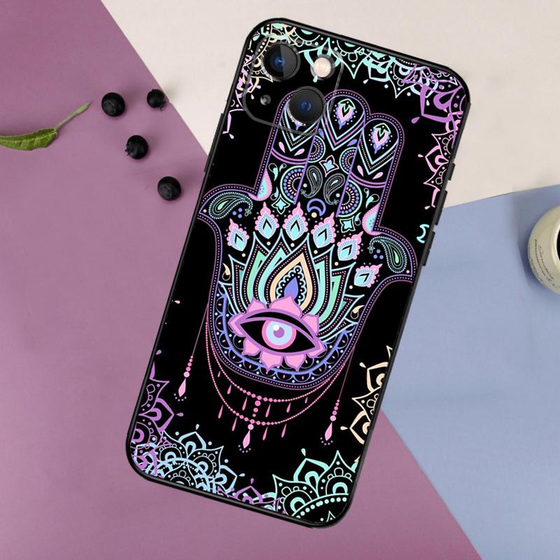 Hamsa Hand Of Fatima Art Silicone Case For iPhone 17 15 13 12 11 14 Pro Max 16 Plus 12 13 Mini 16e 17 Air Back Cover