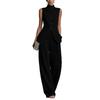 2026 European and American drape cotton and linen shirt solid color fashion temperament sleeveless trousers suit