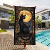 Schwarzkatze Buntglas Mond Strandtuch: Ein umwerfendes Sommer-Essential! Geeignet für Handtücher, Badetücher, Strandtücher