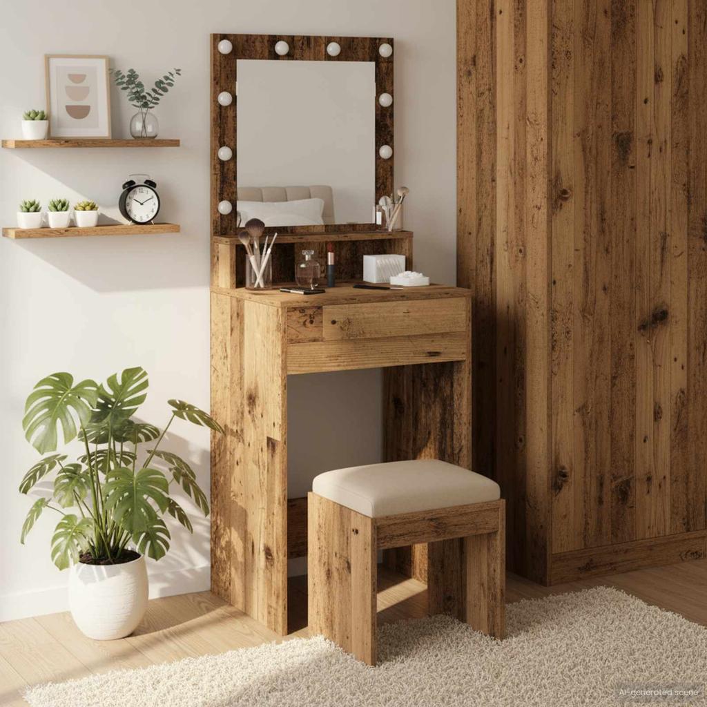Vintage style Makeup Table with Shelf 50 x 41 x 135 cm Engineered Wood