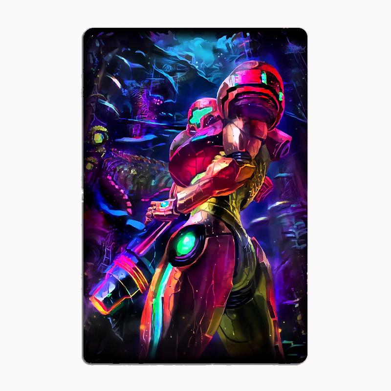 

Samus Aran Metroid Metal Music Metal Sign Poster Garage Room Decor Automobile Club Tin Home Decor 20X30CM