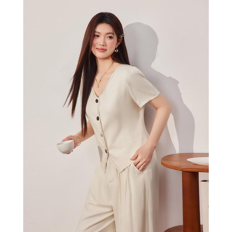 IEF Women's Korean-Style Casual Two-Piece Trouser Set