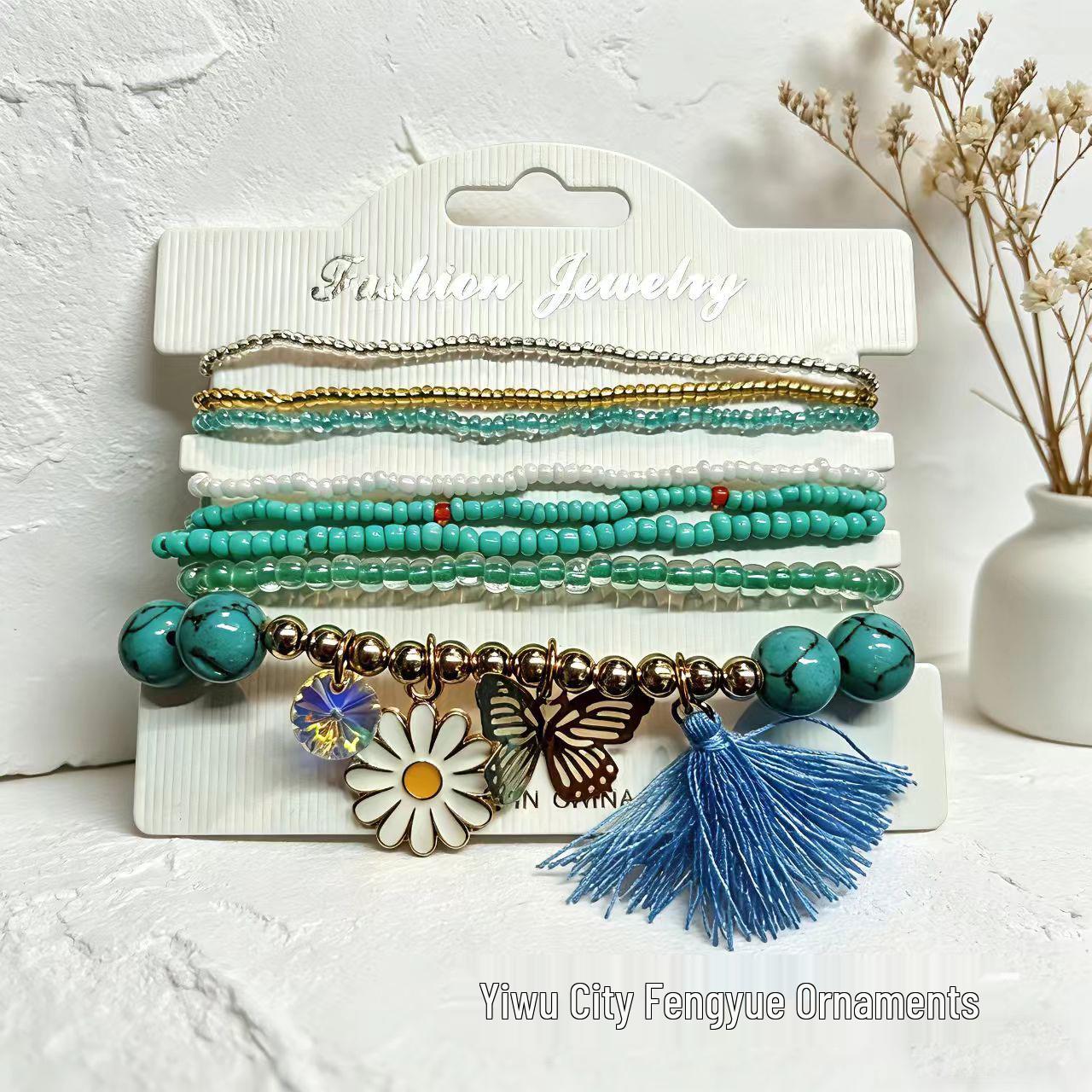 Boho Geometric Multi-layer Rice Bead Bracelet – Women s Ethnic Style 18K Gold озеро синий