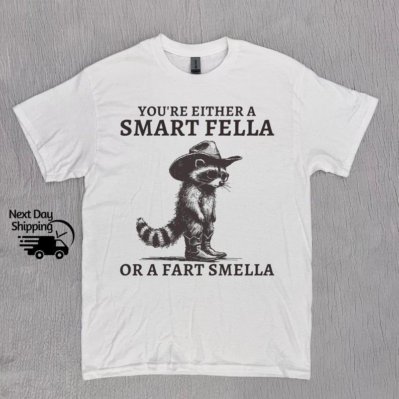 Unisex shirt Cotton Oversize Large Size Retro Smart Fella Raccoon Funny 90s Vintage Distressed Washed Unisex Tee