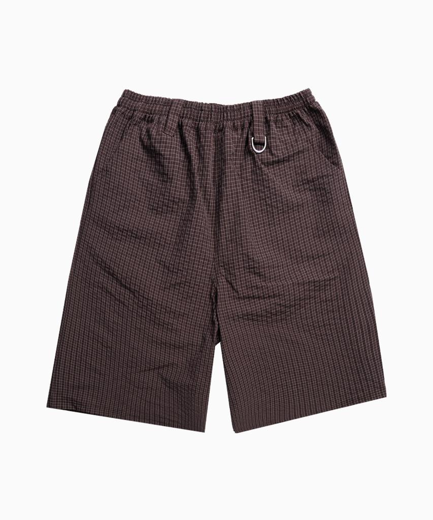 Saint Pain Sp Wrinkle Check Wide Elastic Bermuda Pants Brown