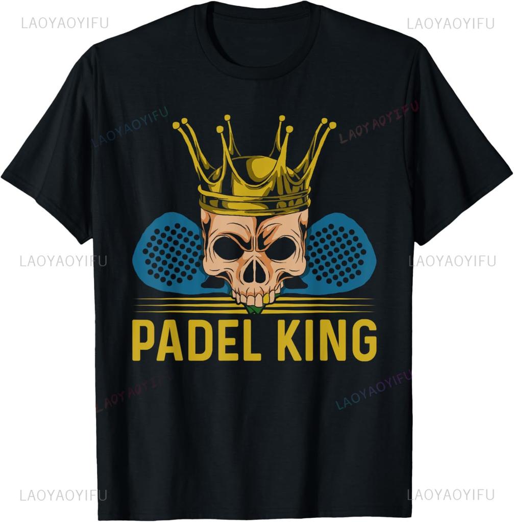 Maglietta Padel King da Uomo per Giocatore di Padel Tennis Stampa Design Originale Regali Magliette Abbigliamento Uomo Stampa su Richiesta Camisas