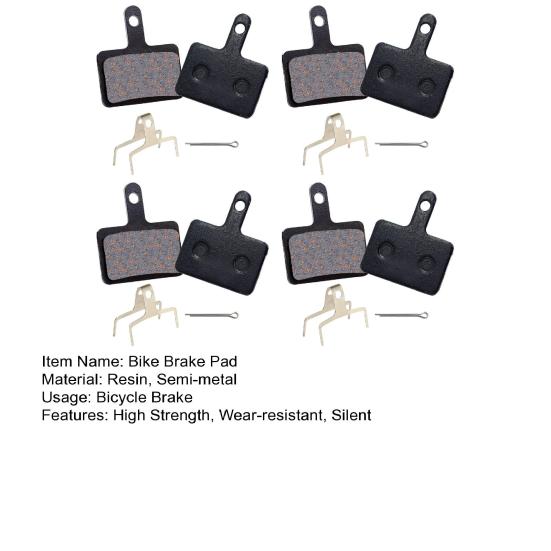 4 Pair Silent Bike Brake Pad Heat Dissipation Wear-resistant Resin Semi-metal Bicycle Disc Brake Pad MTB Ebike Brake Pad Replacement