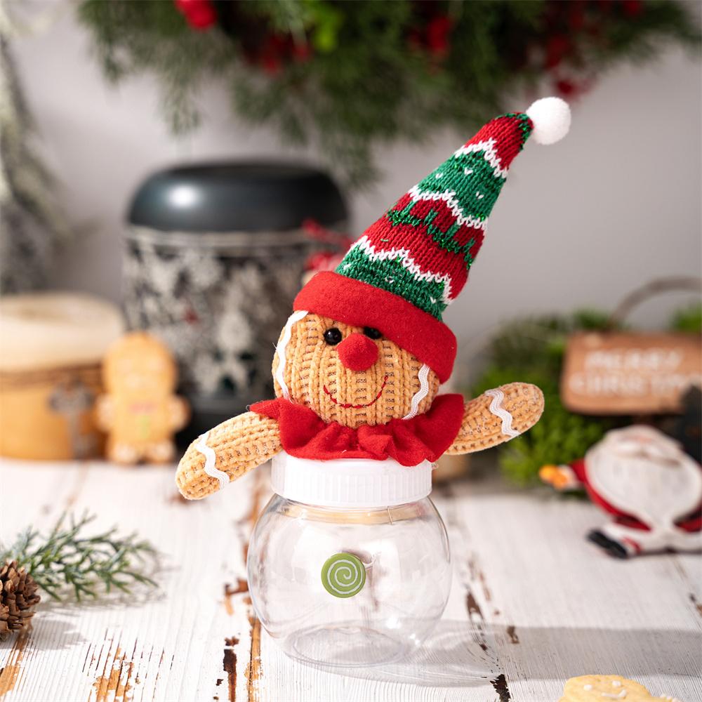 

Christmas Candy Gift Box Cookies Snack Transparent Storage Jar Gingerbread Man Food Container Kids New Year Decoration Bottle other