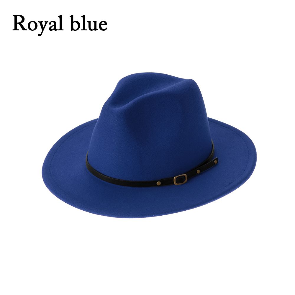 Vintage Felt Fedora Hats with Belt Buckle for Men & Women Wide Brim Outback Hat Panama Jazz Hat Cowboy Hat