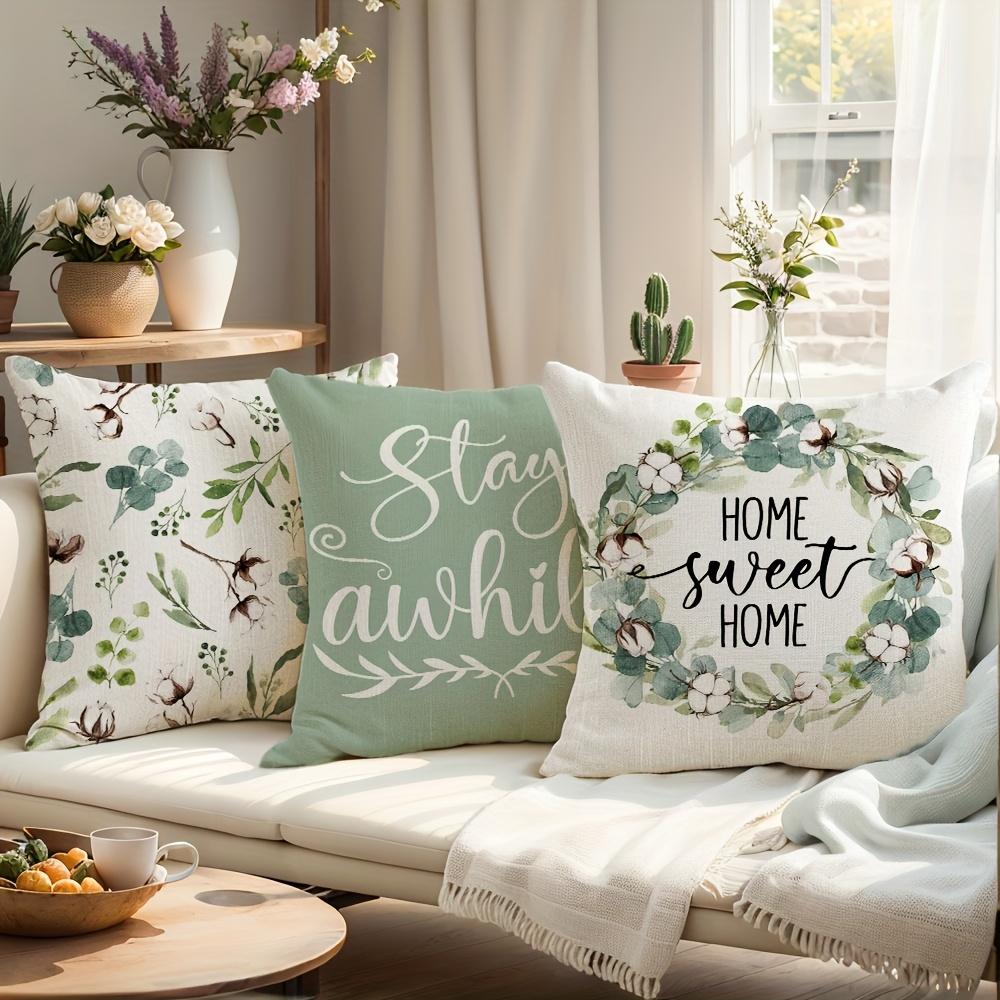 1/4pcs Floral Patterned Pillowcases with Inspiring Sayings Sofa cushion cover home bedroom room decoration