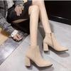 Women's Warm Boots Fashion Mid Heel Autumn New Style Side Zipper Suede Tip Versatile Comfortable Coarse Heel Women's Shoes