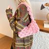 Winter Persality Plaid Soft Plush Shoulder Bags for Women Large Capacity Ladies Underarm Bag Solid Color Simple Female Handbag