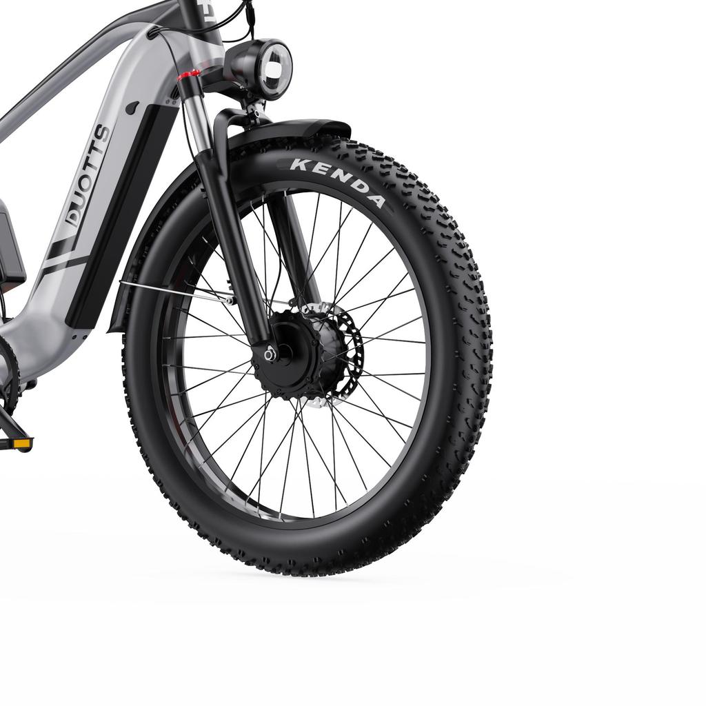 DUOTTS Elektrické kolo F26: Motor 750 W, dojezd 120 km, 26" tlusté pneumatiky, vodotěsnost IPX5, stoupavost 55° (Shimano 7-Speed)
