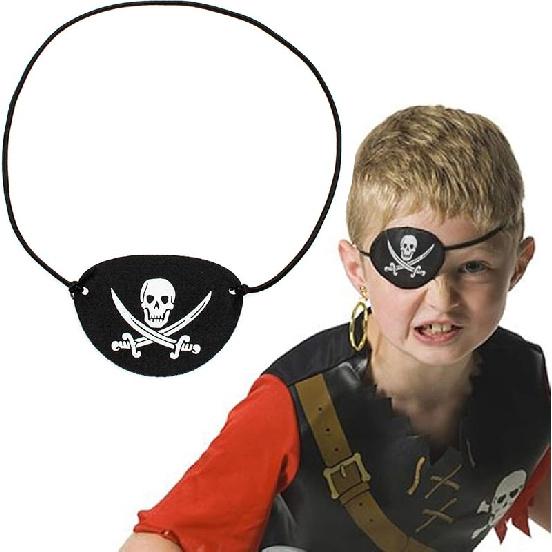 One-eyed Pirate Captain Skull Eye Patch Costume for Halloween,Christmas,Birthday Pirate Theme Party Black 01