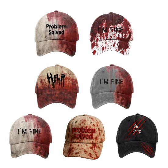Dark Blood Stain Unisex Baseball Hat Breathable Sun Protection Hat Halloween Style Curved Brim Baseball Hat
