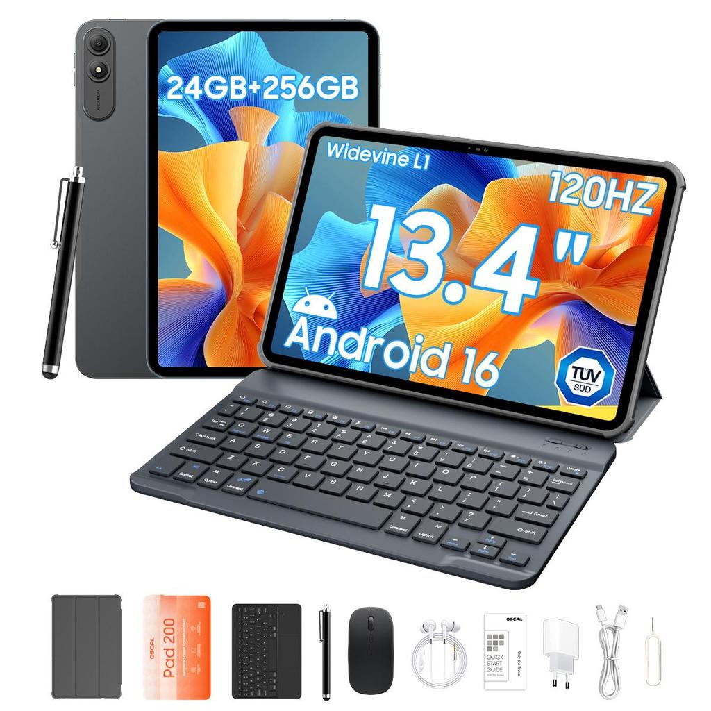 Oscal Pad 200 13.4' Android 16 Ai Set Tablet 24GB RAM 256GB ROM Up To 2TB