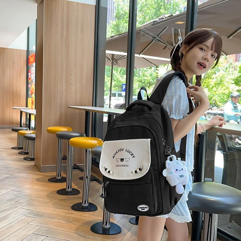 Nuovo Zaino di Alto Valore in Stile Giapponese e Coreano a Blocchi di Colore Fresco per Ragazze Studentesse di Scuola Elementare e Media Borsa a Doppia Spalla con Lettera Totoro