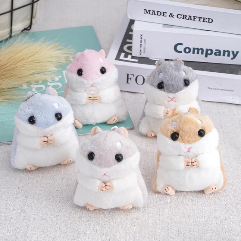 Plyšové přívěsky na klíče Zvířátka Dětské hračky Klíčenka Vyplněná 10 cm Hamster Kawaii panenky Děti Dítě Vánoční dárky Přívěsek na tašku