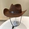 Straw western cowboy hat men's outdoor sunshade sun protection hat retro casual riding jazz hat women