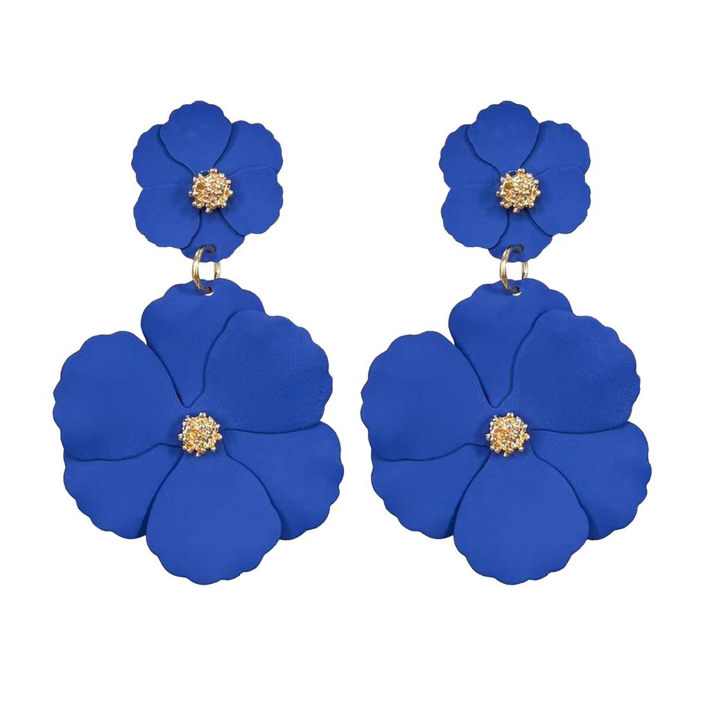 Unique Flower Studs Earrings Fashionable Colorful Dangle Statement Earrings Iron Texture Suitable for Youthful Women