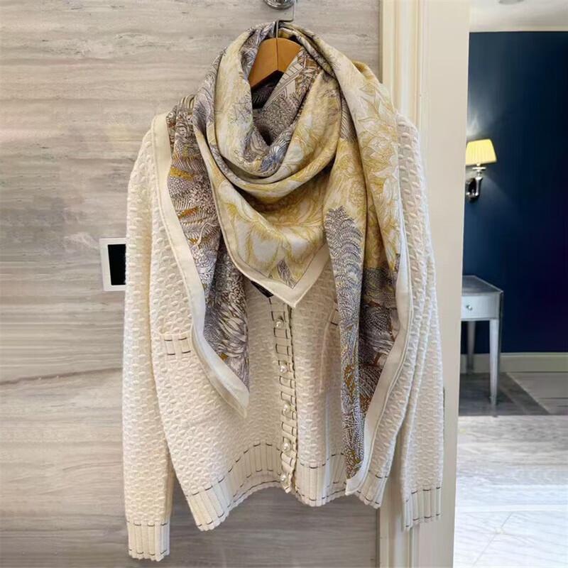 NINA SOLOR Soft Silk Wool Square Scarf Shawl