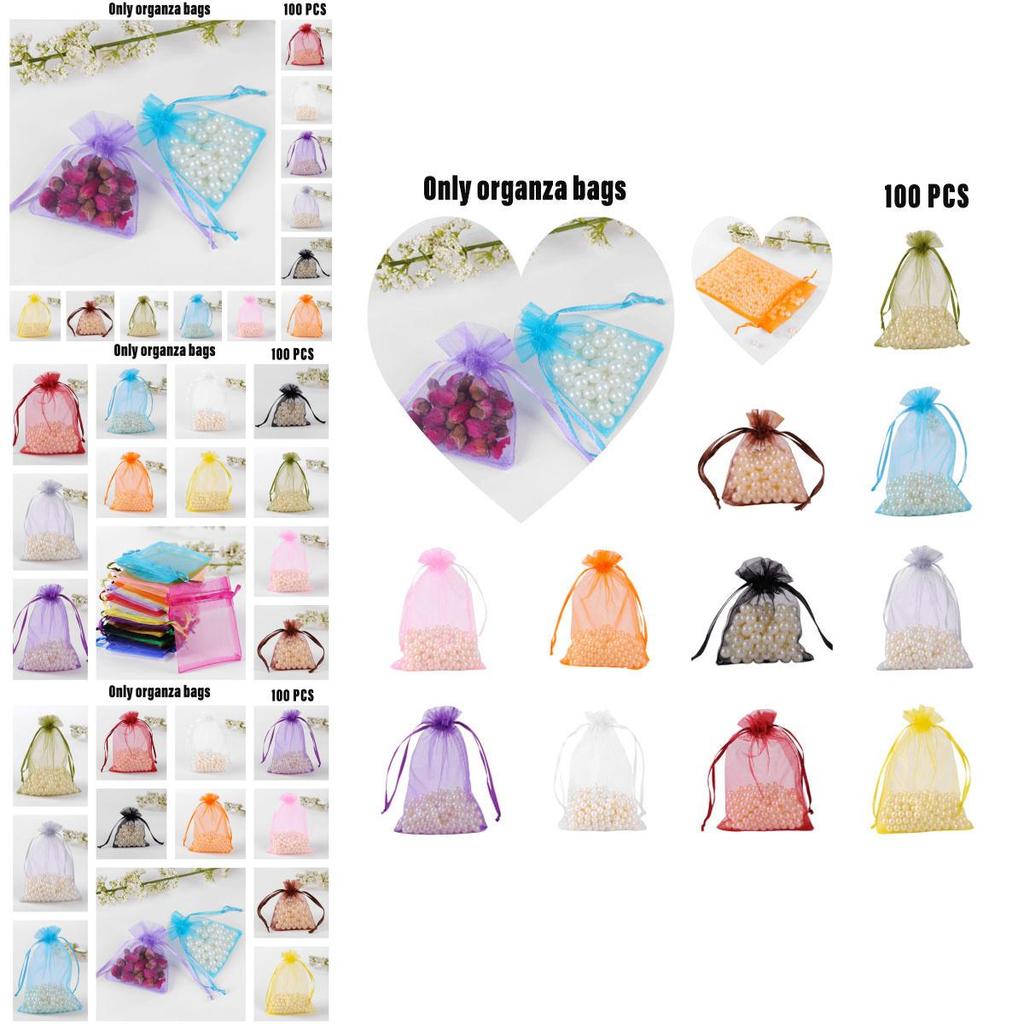 Elegante Organzabeutel in 11 Größen, durchsichtig und stilvoll, Süßigkeitenverpackung für Hochzeitsgeschenke