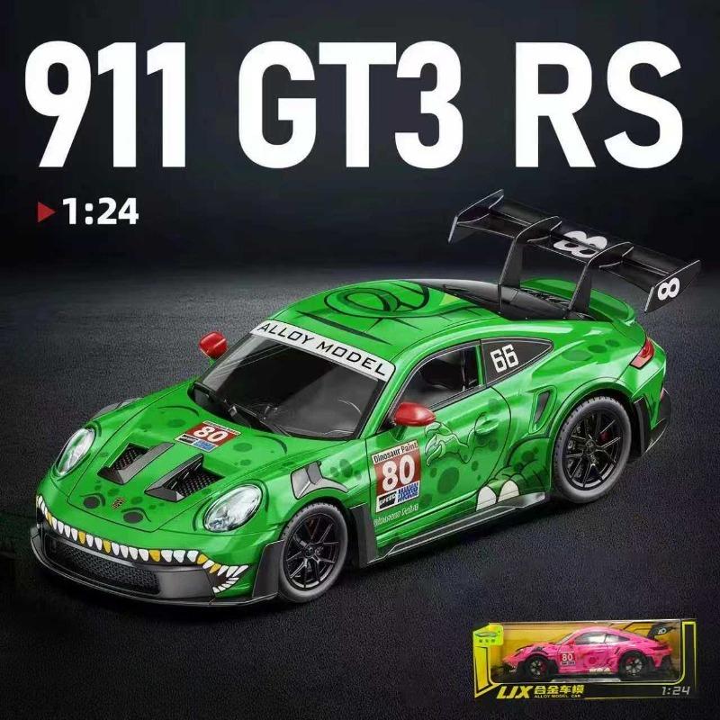 Gegoten 1:24 Gt3 Rs Tyrannosaurus Rex Kleurstelling Legering Auto Model Collectie Speelgoed Voertuig Cadeau Metaal Minatuur Voiture Hobby