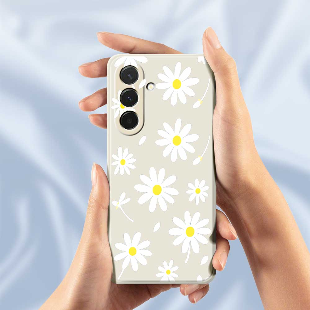 For Samsung Galaxy A36 5G Case White Daisy Pattern Printing Straight Edge TPU Phone Back Cover