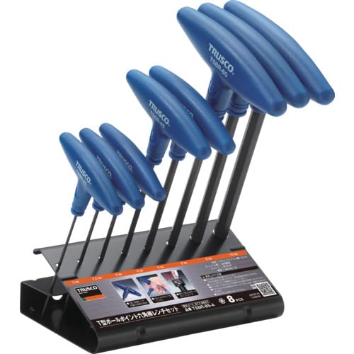 TRUSCO T-Type Ball Point Hex Wrench Set, 8 Pieces, TSBR-8S-A