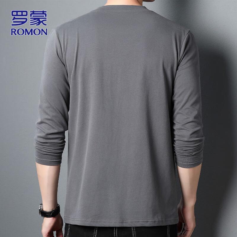 ROMON Men's Solid Color Long Sleeve Cotton T-Shirt