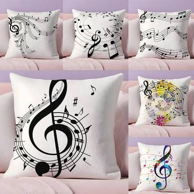 Sheet Music Printing Pillow Case  Ultra Soft Skin Friendly Fabric Cloud Like Comfort & Concealed Zipper