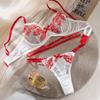 Conjunto de ropa interior sexy para mujer europea y americana, conjunto de sujetador y bragas cómodos, conjunto de lencería moldeadora bordada con huecos