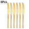 6/24/30Pcs Gold Thin Cutlery Stainless Steel Tableware Western Dinner Set Solid Color Knife Fork Spoon Mirror Kitchen Utensils