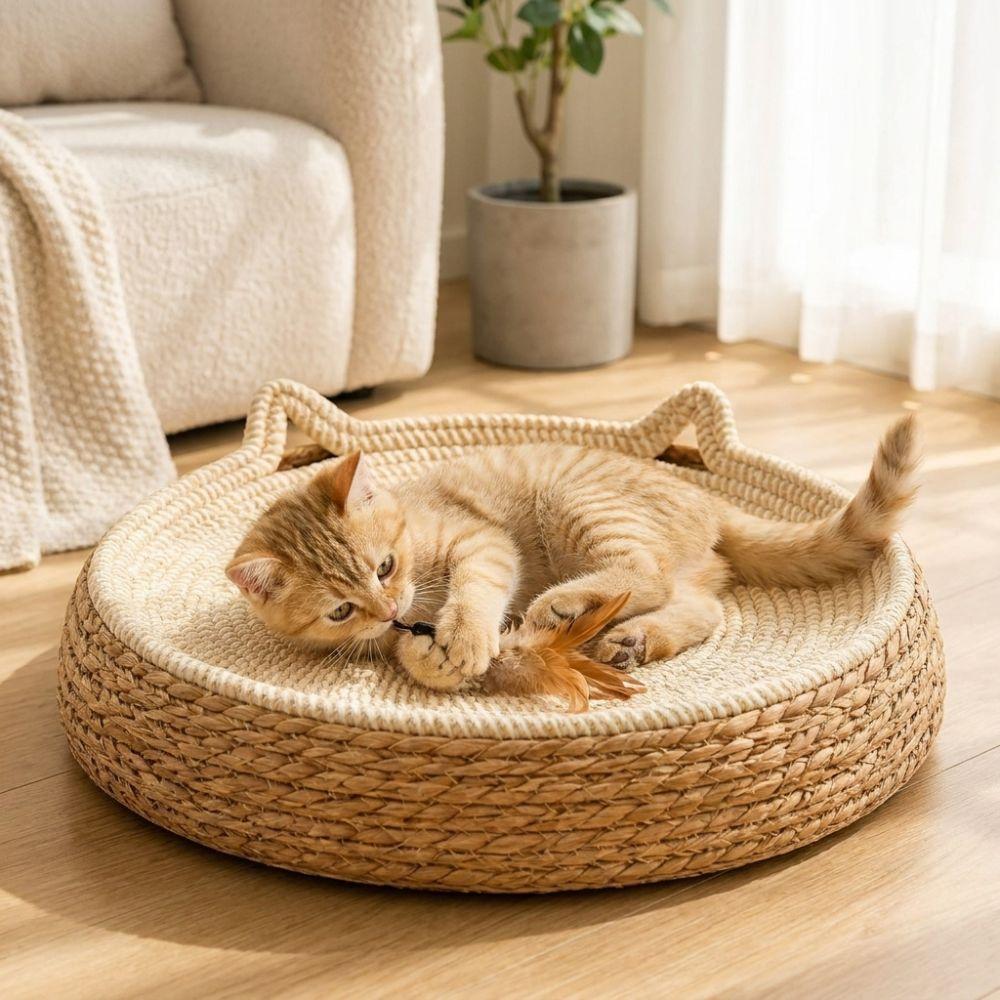 Cotton Rope Large Woven Cat Bed Wear-Resistant Pet Sofa Bed Comfortable Dog Sleeping Bed Paws Care