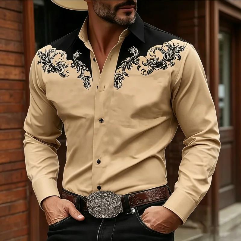 Western Style Long Sleeve Shirt with Ornate Embroidery, Stylish Fashion Essential