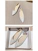 Weiwei Women's Rhinestone Pointed Toe Flats - Low Heel Slip-on Loafers with Soft Sole