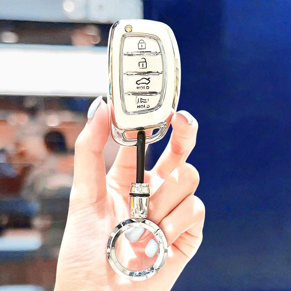 For Hyundai I10 I30 I40 Elantra Creta Ix35 Ix45 Tucson Santa Fe Rena Sonata 4 Buttons TPU Car Smart Key Case Cover Accessories