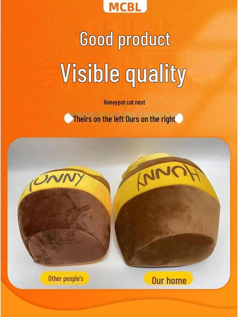 Calda Tana in Peluche Winnie the Pooh con Vasetto di Miele per Gatti e Cani - Design Carino Semi-Chiuso