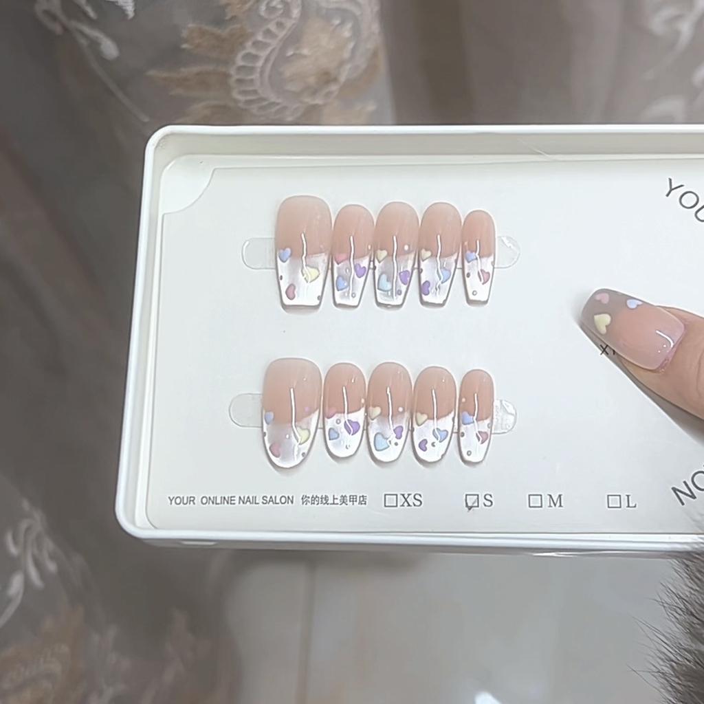 Pure Handmade Phototherapy Wearer Color Beating Heart Cat Eye Style Reusable Nail Patch