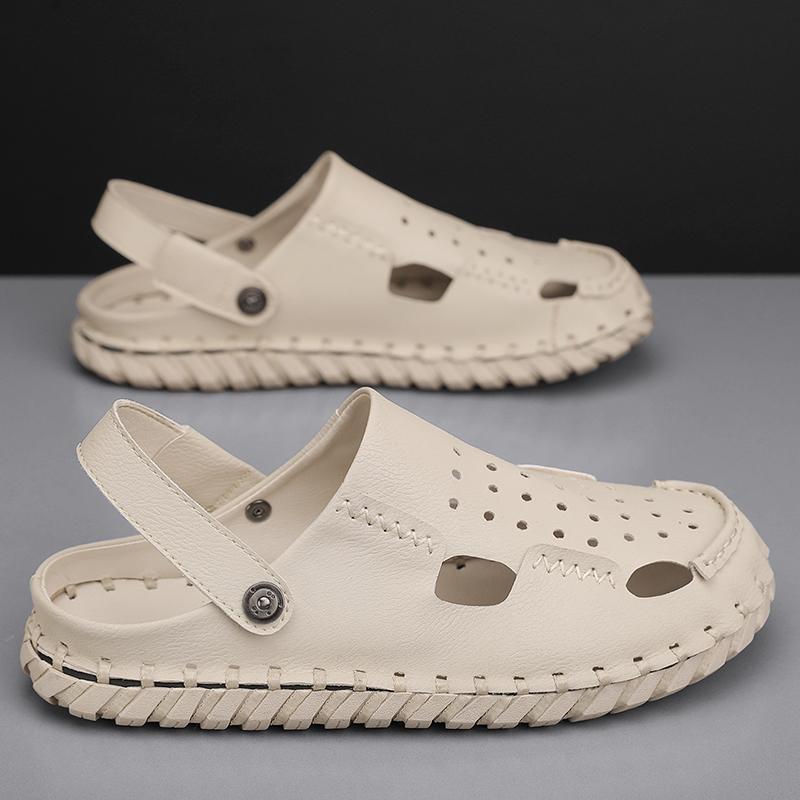 Fashion Men Handmade Sandals Genuine Split Leather Men Beach Sandals Brand Men Casual Shoes Flip Flops Men Slippers Sneakers Summer Shoe