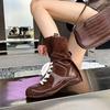 2025 platform short boots women's boxing summer new medium tube versatile German training boots British style Martin boots retro