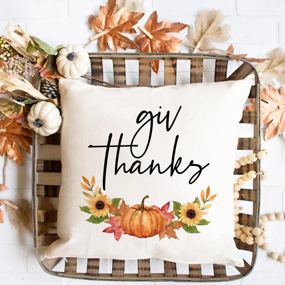 Hello Pumpkin Printed Pillow Case Autumn Party Decor Home Cushion Cover Fall Holiday Pillowcase Thanksgiving Halloween Best Gift