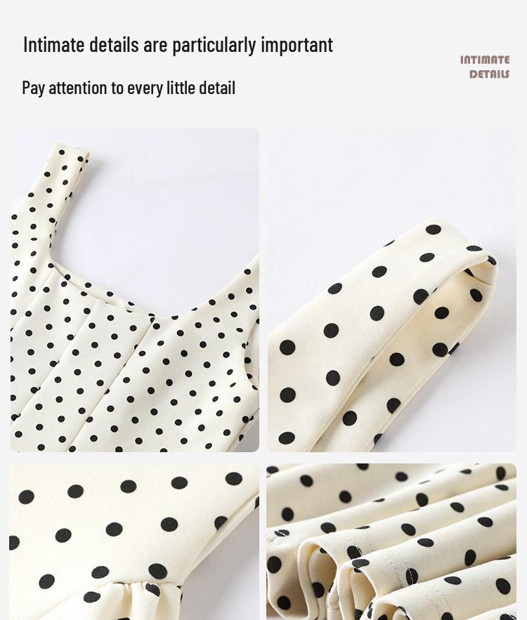 2026 New Style French Polka Dot Spaghetti Strap Dress for Women - Early Summer White Short Skirt