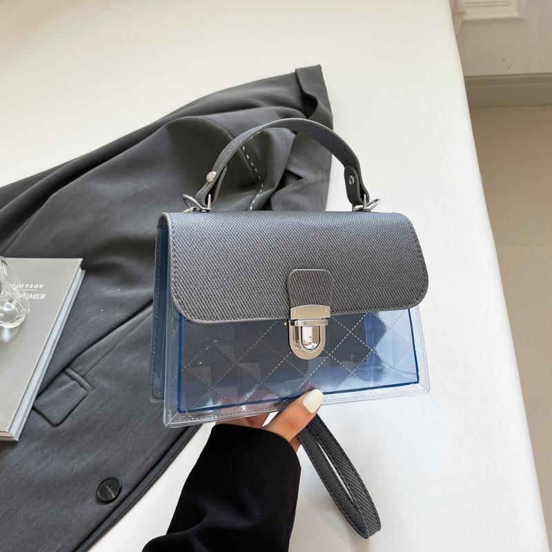 

New shoulder messenger bag stylish simple versatile portable small square bag contrasting color design women s bag чёрный