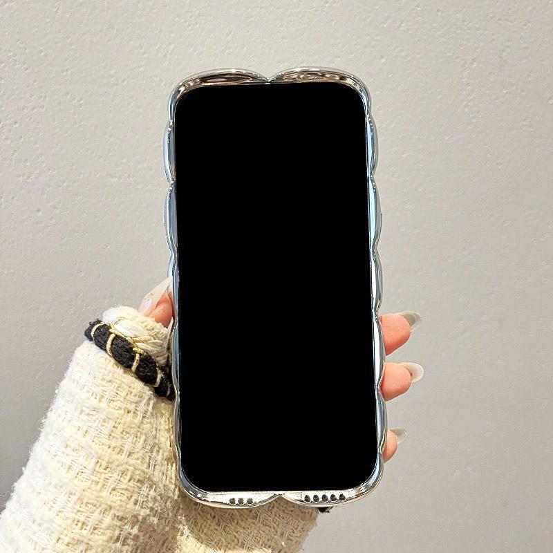 Plating Silver Rhombus Plaid Pattern Phone Case For For Iphone 16 Pro Max 1 13 12 11 14 Plus Soft Glossy TPU Back Cover